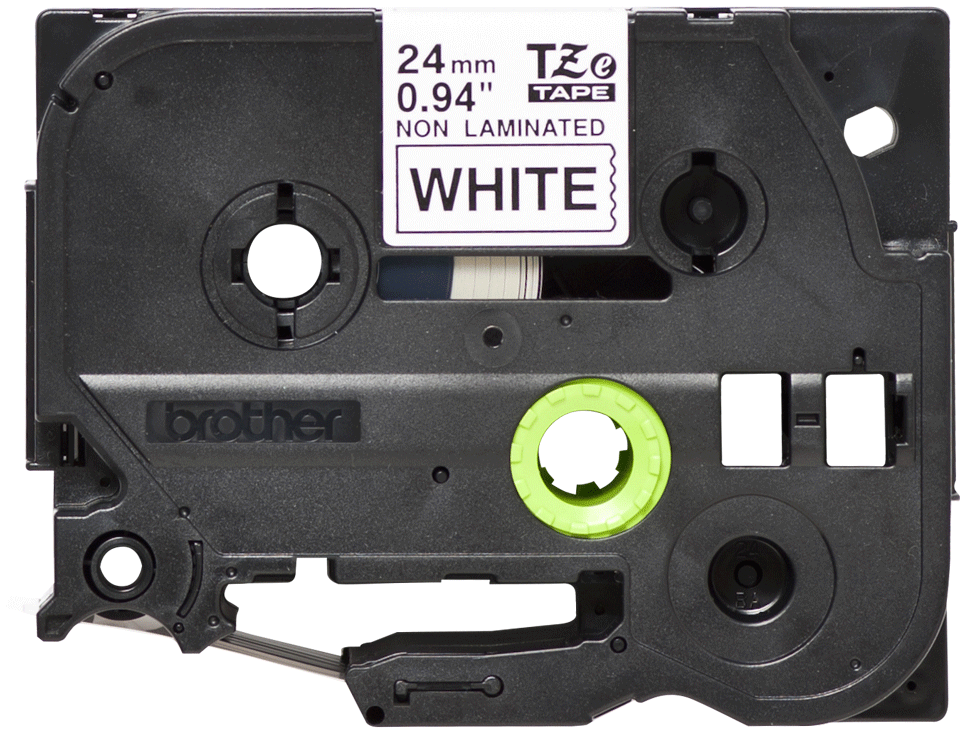 Oryginalna nielaminowana taśma TZe-N251 firmy Brother – czarny nadruk na białym tle, 24mm szerokości 2